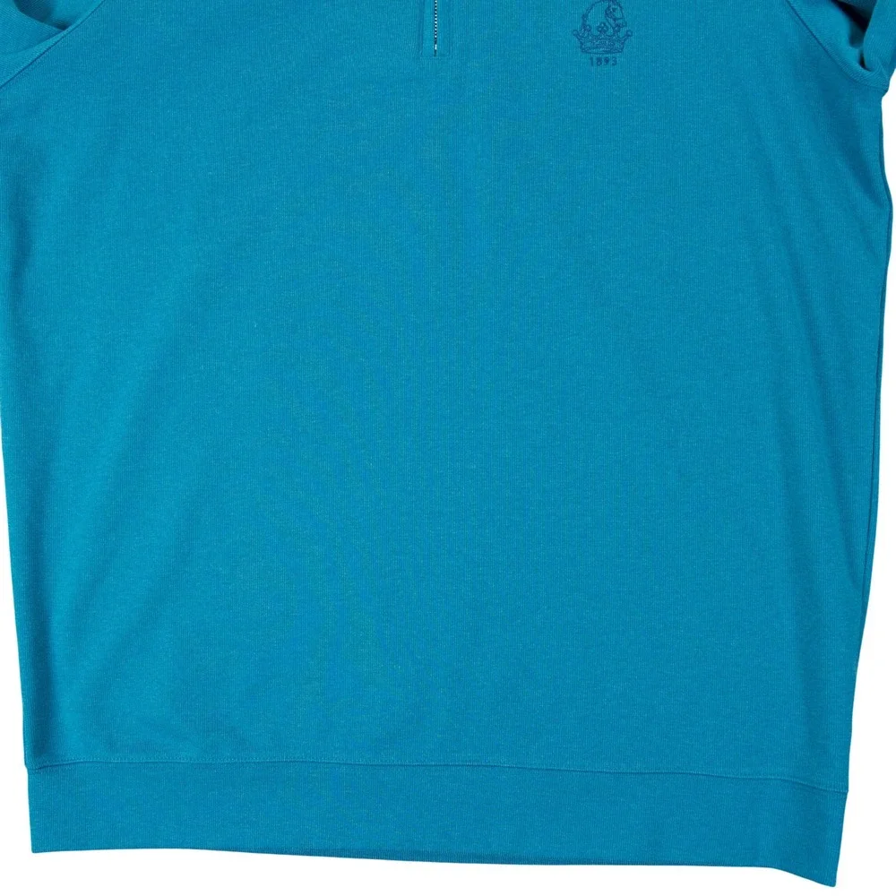 Holderness & Bourne Mens L Teal 1/4 Zip Pullover Tailored Fit Cotton Stretch‎